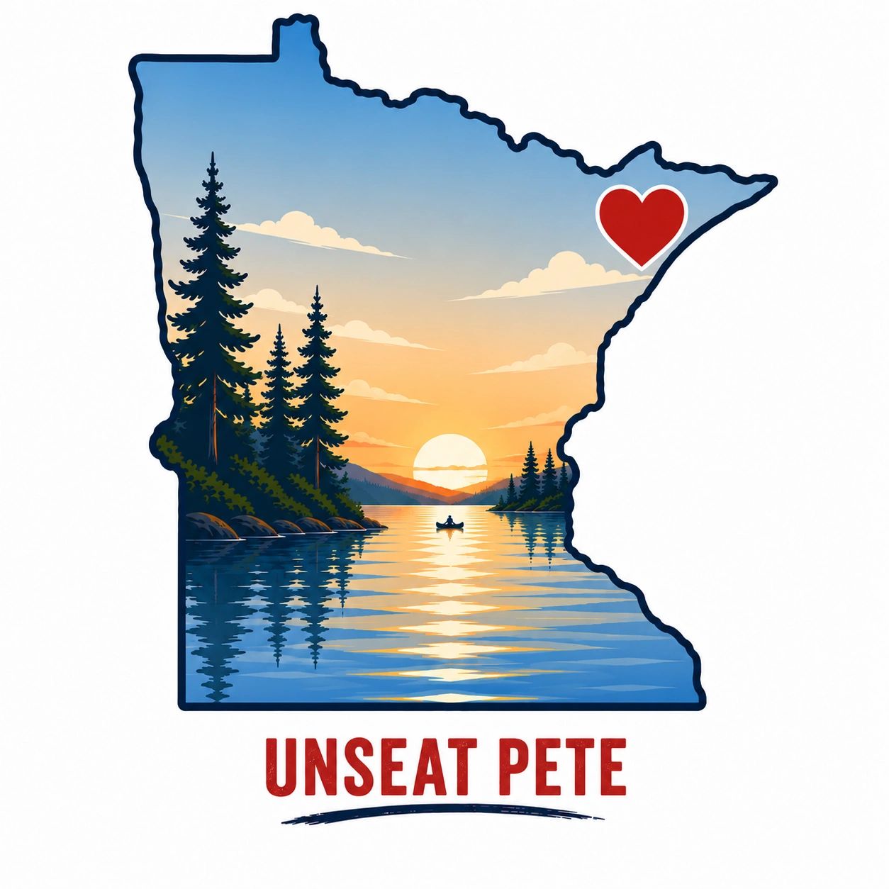 Minnesota landscape with sunset and a heart.