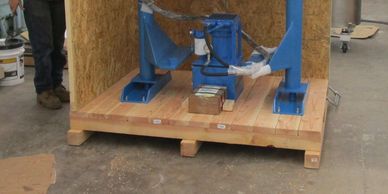 A Heavy Duty Machine, Inc. heavy duty shipping crate for a new 40 gallon discharge system.
