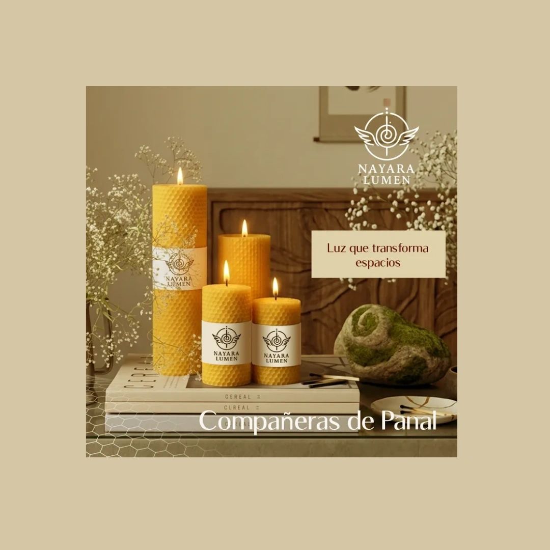 Velas de panal Nayara Lumen iluminando espacios con estilo natural.