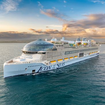 Large cruise ship sailing on the ocean.