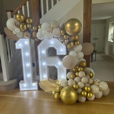 LED Numbers and Balloon Arch