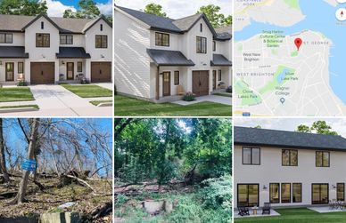 Collage of modern homes, nature scenes, and a map of St. George area.