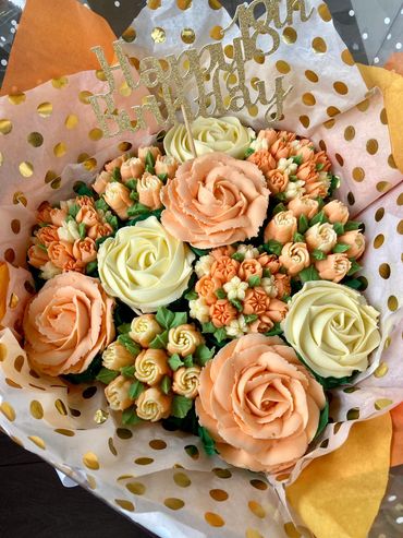 Peach Cupcake bouquet birthday wedding celebration