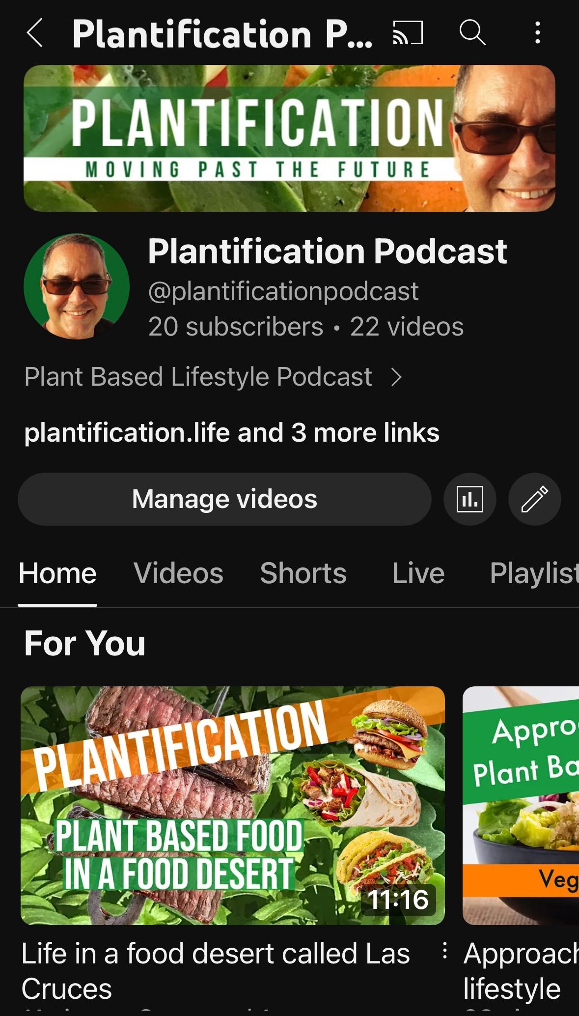 YouTube Channel 
The Plantification Channel sharing conversations on living a plant based life. 