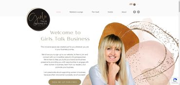 Screen shot of home page of Girls Talk Business website, content written by Alicia @ Moist Words.
