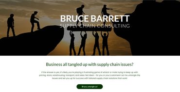 Screen shot of website for Bruce Barrett Supply Chain.  Content written by Alicia @ Moist Words.