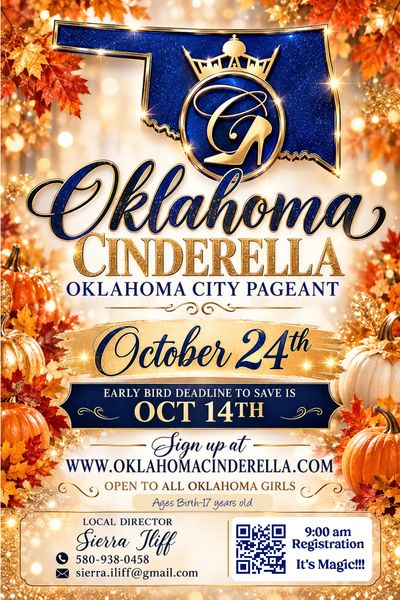 Flyer for Oklahoma Cinderella Pageant in October.
