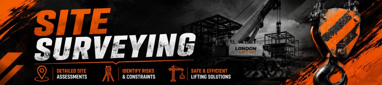Construction site surveying with detailed assessments and lifting solutions.