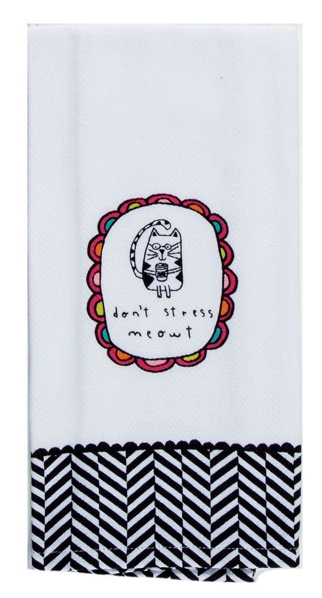 Meowy Christmas Dish Towel - White