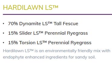 Composition and description of Hardilawn LS™ grass seed mix.