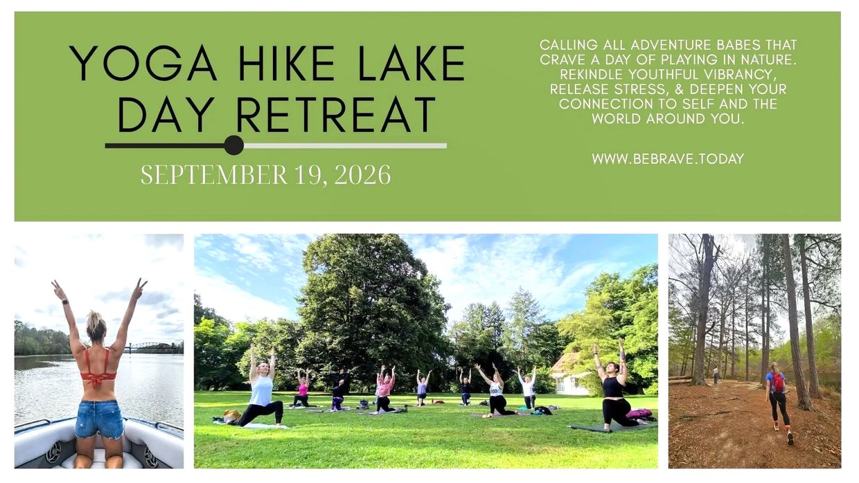 Yoga hike lake day retreat on September 19, 2026.