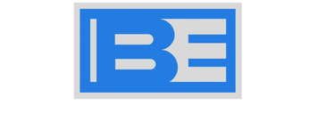Blue and white logo with letters 'IBE' inside a rectangular frame.