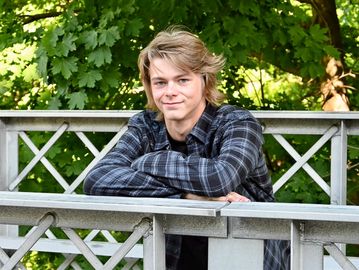 Senior Session on bridge in northern michigan
