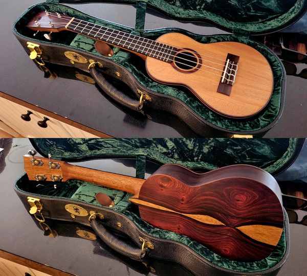 Handmade custom cocobolo and mahogany conert ukulele.