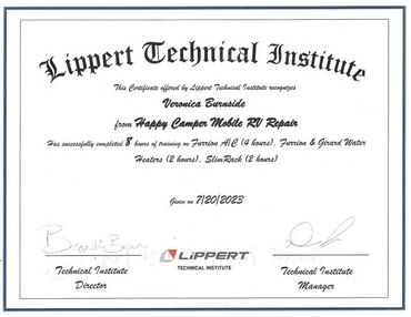 Veronica's Cert FURRION/GIRARD ON Demand Water Heaters, Furrion A/C, Slim Rack S/O systems