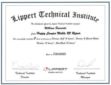 Neil's Cert FURRION/GIRARD ON Demand Water Heaters, Furrion A/C, Slim Rack S/O systems