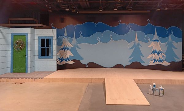 Set painting for Snow Monster at A Place to Be, Leesburg, VA.