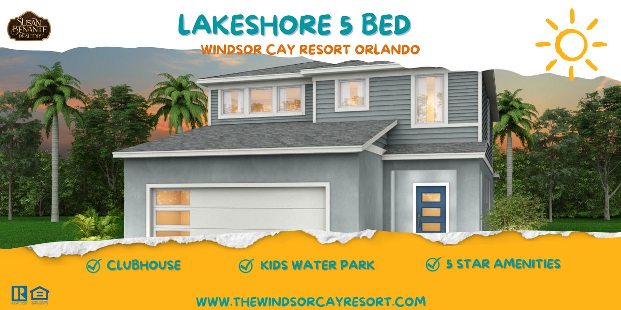 5 Bedroom luxury vacation homes for sale in Windsor Cay Resort in Clermont FL - Lakeshore Model
