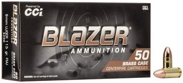 Box of Blazer .45 ACP ammunition with one bullet.