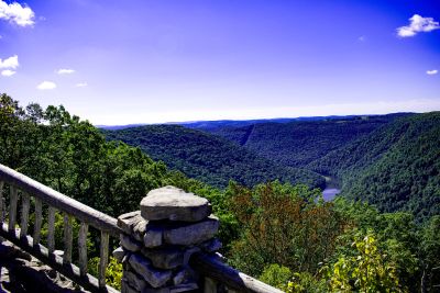Appalachian mountain overlook landscape photography print with forested valley and river in West Vir