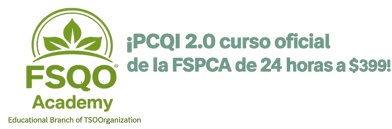 ¡PCQI 2.0 curso oficial de la FSPCA de 24 horas a $399!'s Logo