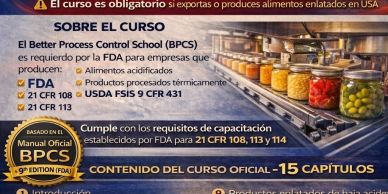Curso obligatorio para exportar alimentos enlatados a USA.