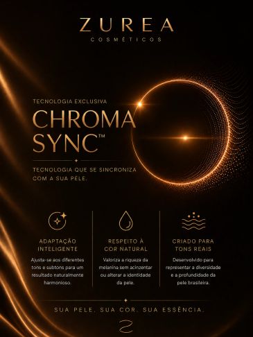 An elegant promotional image for Zurea Cosméticos featuring Chroma Sync technology.