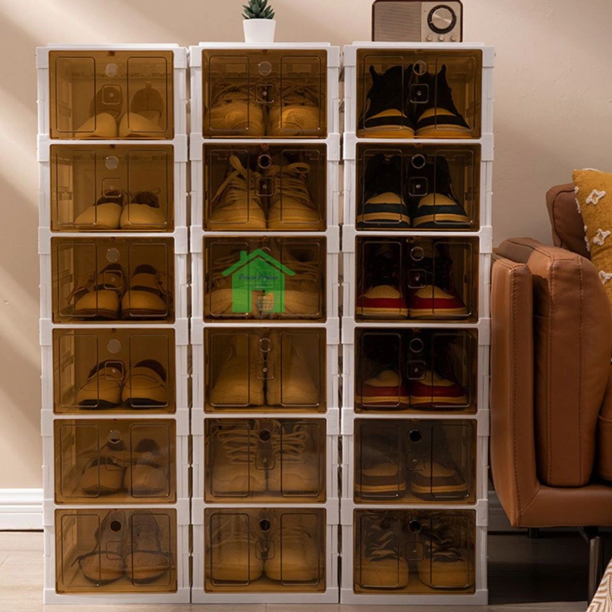 Organizador de zapatos con tapa, Armario de zapatos plegable de 6 capas, de almacenamiento retráctil