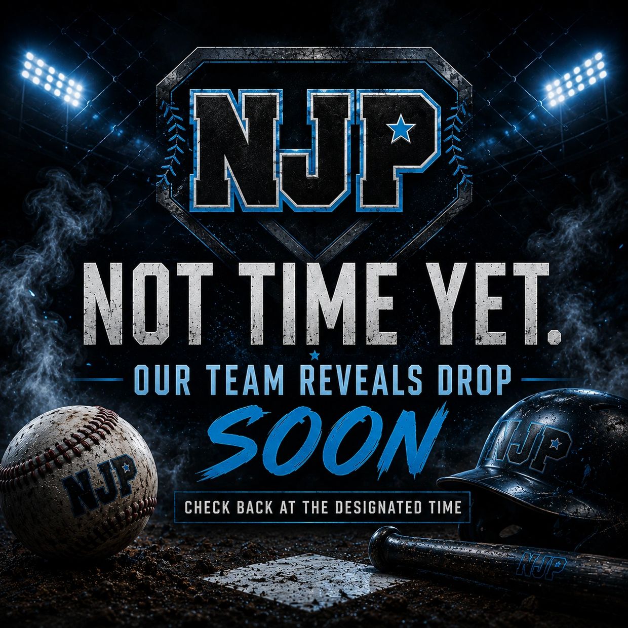 NJP baseball-themed announcement with upcoming team reveal.