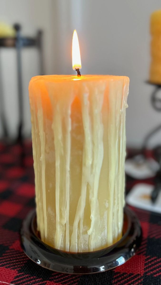 Beeswax Rustic Pillar Candle/Hand Dripped/Pre Dripped Pillar/100% Beeswax