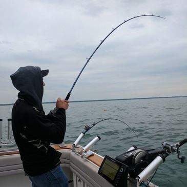 Salmon fishing charter on Lake Ontario