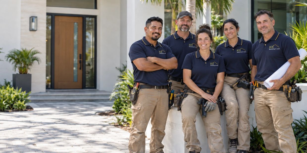 AI-generated team wearing proposed RCN uniforms; not a photograph of actual RCN employees.