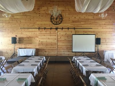 Audio visual equipment at The Barn at All Occasions.