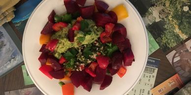 A plate filled with food