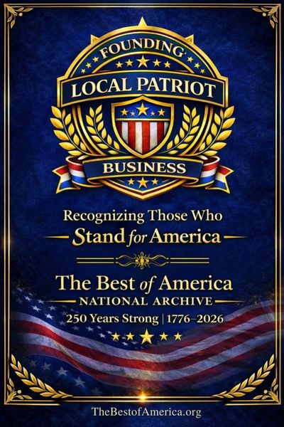 Founding local patriot business flpb storefront signage the best of america 250th anniversary 