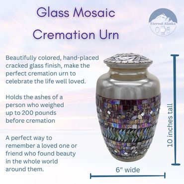Eternal Vision Glass Mosaic Cremation Urns for Human Ashes - Large Funeral Urn for Adult Ashes
