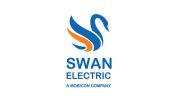 Logo of Swan Electric with blue and orange design.