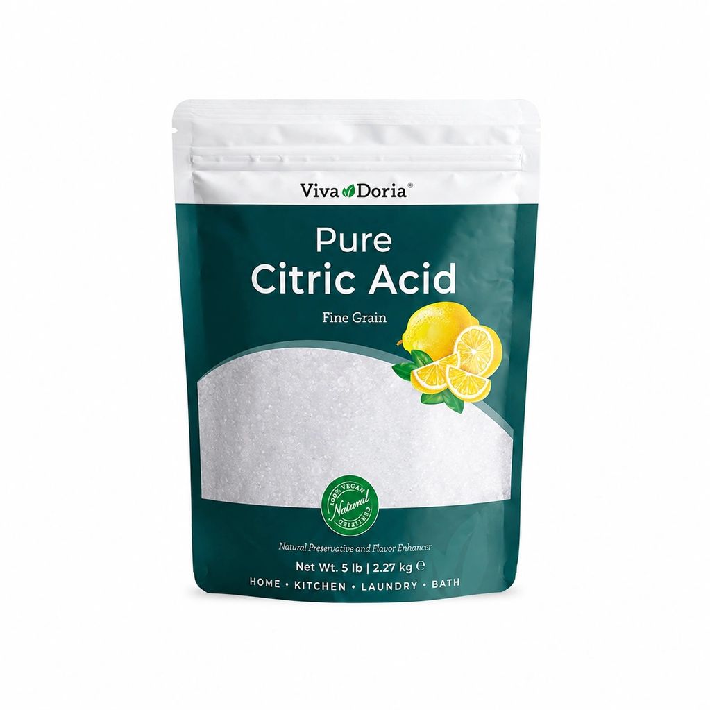 Package of Viva Doria Pure Citric Acid with lemon illustration.