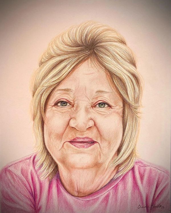 Colored pencil portrait of grandmother