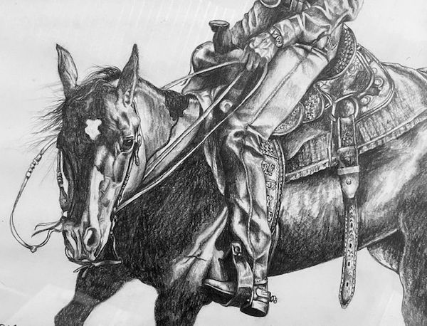 pencil drawing of cowboy