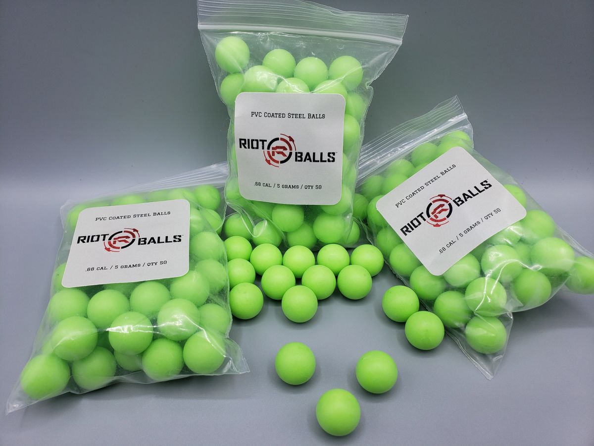 RIOT BALL .68 CAL 5 GRAM PVC COATED STEEL BALL IMPACT PROJECTILE