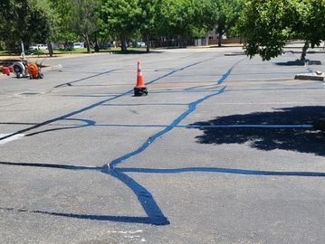 Crack repair on large parking lot