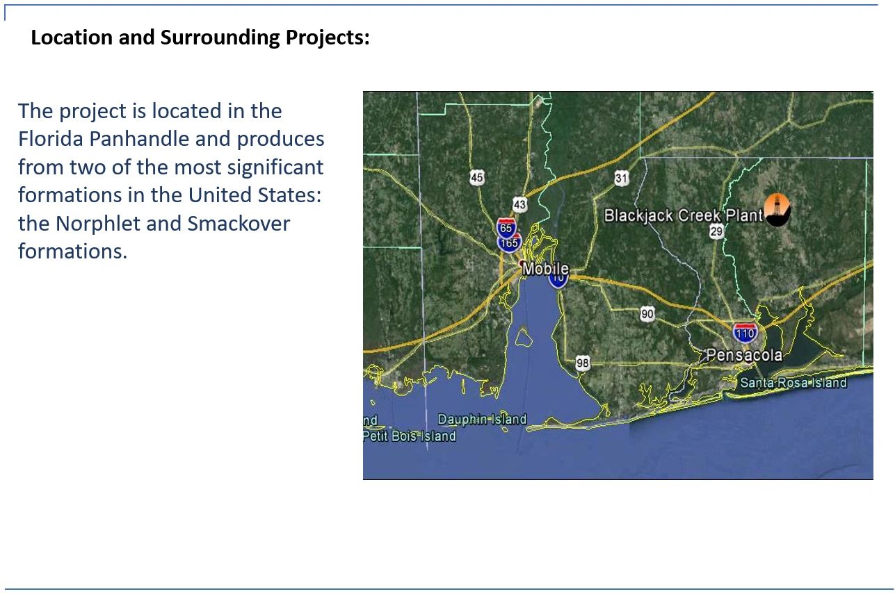 Map showing project location in Florida Panhandle near Mobile and Pensacola.