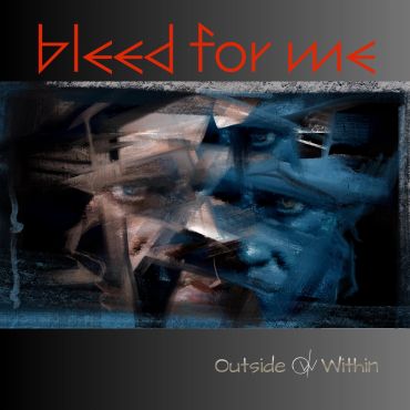 Abstract album cover with distorted faces and bold red text.