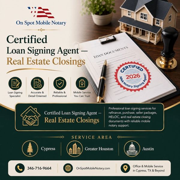 Certified Loan Signing Agent — Real Estate Closings -on spot mobile notary certified by LSS & NSA