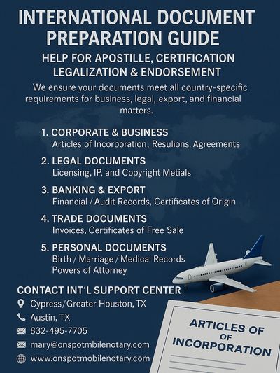 Corporate Document Endorsement & International Legalization Services provided by On Spot Mobile Nota