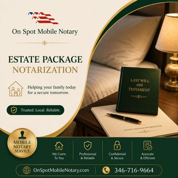 Estate package notarization services for wills, trusts, and estate planning documents by On Spot Mob