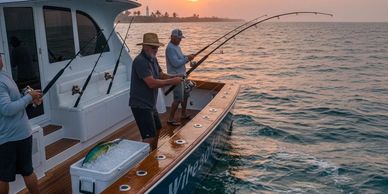 Fishing off a boat in Charleston, SC