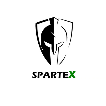 Black and white Spartan helmet logo with green 'X' in SPARTEX text.