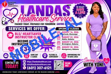 Landas Healthcare Services mobile training event flyer.